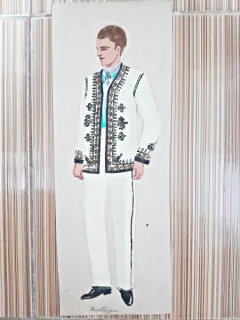 Costum popular din Muntenia, desen