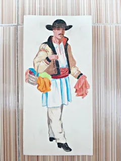 Costum popular romanesc, femeiesc/barbatesc  (fata, verso)