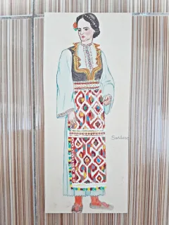 Costum popular sarbesc, desen