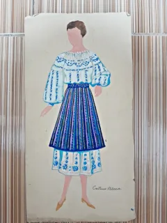 Costum popular zona Valcea, desen