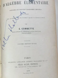 Cours d algebre elementaire(Curs de algebra elementara- carte in franceza)- E. Combette