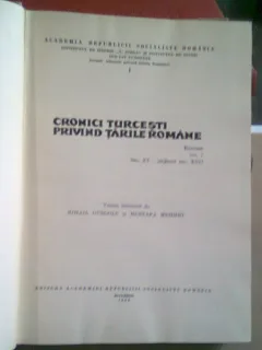 CRONICI TURCESTI PRIVIND TARILE ROMANE-SEC.XV-MIJLOCUL SEC.XVII