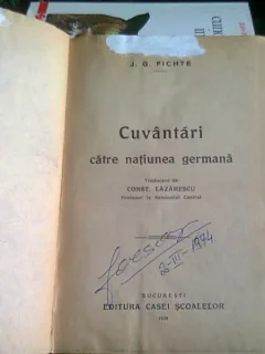 CUVANTARI CATRE NATIUNEA GERMANA - J.G. FICHTE