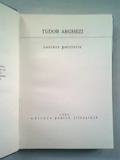 CUVINTE POTRIVITE - TUDOR ARGHEZI
