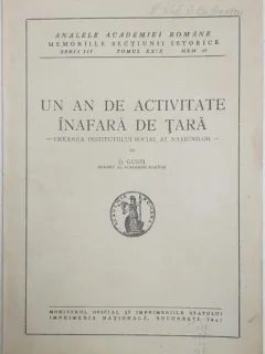 D. Gusti - Analele Academiei Romane - Un an de Activitate in Afara de Tara