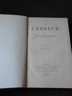 DE L ERREUR - VICTOR BROCHARD   (CARTE IN LIMBA FRANCEZA)