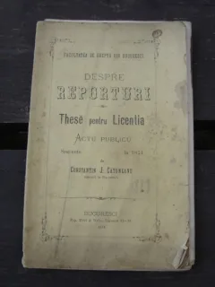 DESPRE REPORTURI - CONSTANTIN J. CATUNEANU  TEZA DE LICENTA