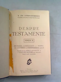 DESPRE TESTAMENTE - N. JAC CONSTANTINESCU