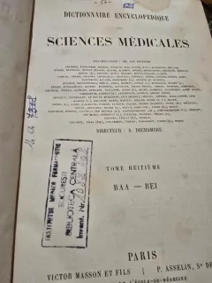 Dictionnaire encyclopedique des sciences medicales, tome huitieme BAA- BEI