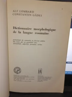 Dictionnaire Morphologique de la langue roumaine - Alf Lombard , Constantin Gadei
