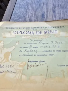 Diploma de merit Popa I. Ioan, 1959