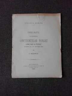 DISCURSUL DE DESCHIDEREA CONFERINTELOR PUBLICE IN NOUL PALAT AL ATENEULUI - C. ESARCU