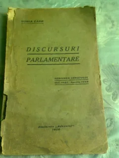 DISCURSURI PARLAMENTARE, SESIUNEA SENATULUI OCT. 1927 - APRILIE 1928 - HORIA CARP