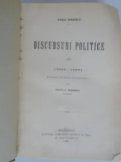 DISCURSURI POLITICE - TAKE IONESCU   (1896-1899)