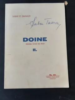DOINE, PENTRU VOCE SI PIAN - SABIN V. DRAGOI, DIN BIBLIOTECA BARIRONULUI SERBAN TASSIAN, CU SEMNATURA BARITONULUI
