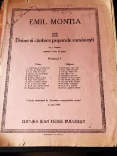 DOINE SI CANTECE POPULARE ROMANESTI, PARTITURI SI TEXT - EMIL MONTIA  (CU SEMNATURA BARITONULUI SERBAN TASSIAN)