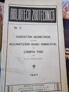 Dr. D. Strilciuc - Cercetari Biometrice asupra aclimatizarii rasei simmental in Campia Tisei