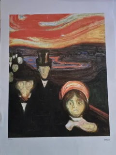 Edvard Munch - Anxiety (litografie originala)