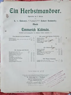 Ein Herbstmanoder, potpourri I = Emmerich Kalman   partitura