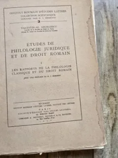 Etudes de Philologie Juridique et de Droit Romain Vol. I - Valentin Al. Georgescu
