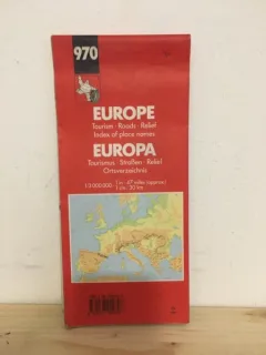 Europe Tourism Roads Relief Index of place names.