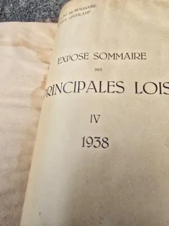 Expose Sommaire des Principales Lois - Conseil Legislatif Vol.IV 1938