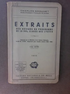 Extraits des auteurs du programme de la VIII-a classe des lycees - Charles Drouhet  (carte in limba franceza)