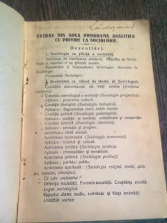 EXTRAS DIN  NOUA PROGRAMA ANALITICA CU PRIVIRE LA SOCIOLOGIE