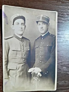 Fotografie 2 militari, tip Carte Postala, cca 1900, necirculata