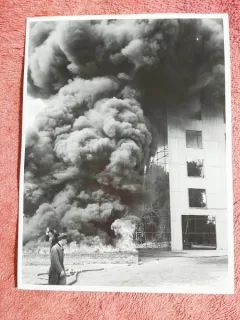 Fotografie, Incendiu in Essen unde are loc expoziția federală pentru apărarea împotriva incendiilor și serviciile de salvare, 1953