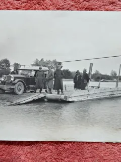 Fotografie, militari trecand cu bacul cu auto Buick 8, 1927