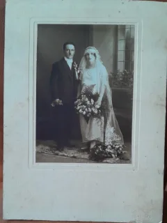 Fotografie pe carto, mire si mireasa, 1922