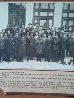 Fotografie pe carton, grup de ofiteri si subofiteri, periosda celui de-al doilea razboi mondial