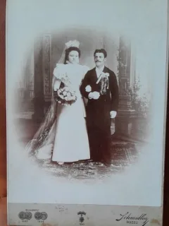 Fotografie pe carton, mire si mireasa, 1997