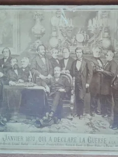 Fotografie pictura pe carton, cabinetul de ministri la 2 ianuarie 1870, care va declara razboi Prusiei