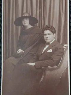 Fotografie tip Carte Postala, Barbat si Femeie (Radu si Lola), 1924