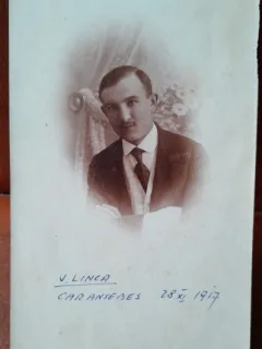 Fotografie tip carte postala, barbat, V.Linca, Caransebes 1917