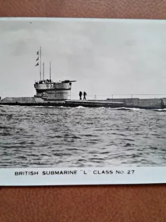 Fotografie tip carte postala, British Submarine, inceput de secol XX