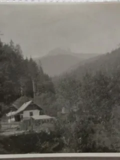 Fotografie tip Carte postala, Casa in zona montana, Romania anii 40