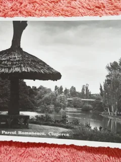 Fotografie tip carte postala, Craiova, Parcul Romanescu Ciuperca, perioada interbelica