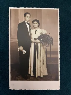 Fotografie tip carte postala - Cuplu de miri