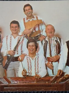 Fotografie tip Carte Postala, Gheorghe Zamfir cu orchestra