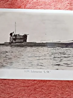 Fotografie tip carte postala, H.M. Submarine L54, inceput de secol XX