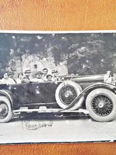 Fotografie tip Carte Postala, la plimbare cu masina, perioada interbelica, necirculata