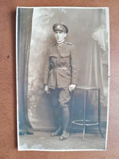 Fotografie tip carte postala, militar, perioada interbelica