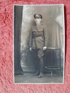 Fotografie tip carte postala, militar, perioada interbelica