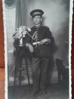 Fotografie tip carte postala, militar, perioada interbelica