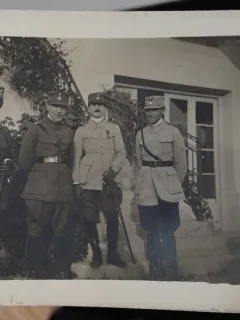 Fotografie tip carte postala, necirculata, 4 militari, primul razboi mondial