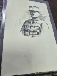 Fotografie tip Carte Postala Popescu Dumitru comandatul Escadrilei I din Regimentul 4 Rosiori, grad de capitan in 1916
