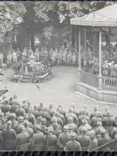 Fotografie tip Carte postala, procesiune militara germana din primul razboi mondial
